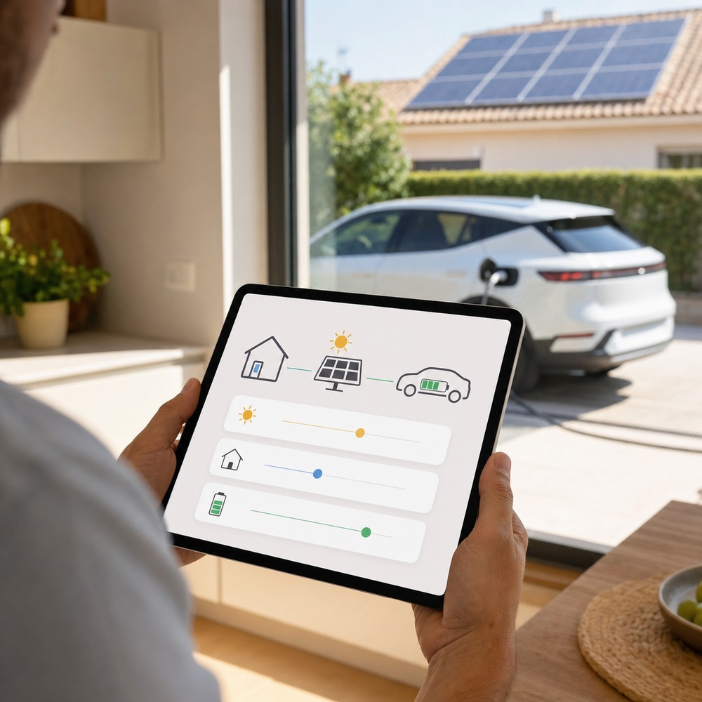Control del autoconsumo solar y la carga del coche eléctrico desde una tableta